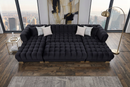 Lipa Black Velvet Double Chaise "U" Shape Sectional Sofa by Ornate Furniture