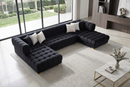 Lipa Black Velvet Double Chaise "U" Shape Sectional Sofa by Ornate Furniture