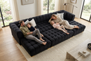 Lipa Black Velvet Double Chaise "U" Shape Sectional Sofa by Ornate Furniture
