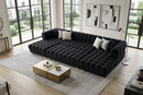Lipa Black Velvet Double Chaise "U" Shape Sectional Sofa by Ornate Furniture