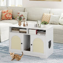 43 Inches Cat Litter Box Enclosure with Storage and Double Rooms-White by LJGDeals