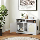 43 Inches Cat Litter Box Enclosure with Storage and Double Rooms-White by LJGDeals
