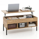 Living Room Central Table with Lifting Tabletop and Metal Legs-Natural by LJGDeals