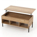 Living Room Central Table with Lifting Tabletop and Metal Legs-Natural by LJGDeals