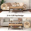 Living Room Central Table with Lifting Tabletop and Metal Legs-Natural by LJGDeals