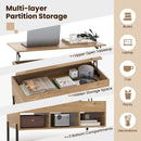 Living Room Central Table with Lifting Tabletop and Metal Legs-Natural by LJGDeals