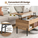 Living Room Central Table with Lifting Tabletop and Metal Legs-Natural by LJGDeals