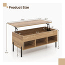 Living Room Central Table with Lifting Tabletop and Metal Legs-Natural by LJGDeals
