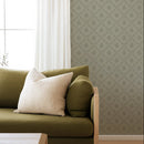 Della Sage Green Wallpaper | Vintage Floral Diamond Lattice