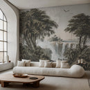 Grand Tropical Grisaille Waterfall Scenic Wall Mural