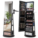 Lockable 360° Swivel Jewelry Cabinet with Full-Length Mirror LED Lights by LJGDeals