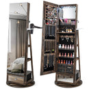 Lockable 360° Swivel Jewelry Cabinet with Full-Length Mirror LED Lights by LJGDeals