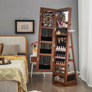 Lockable 360° Swivel Jewelry Cabinet with Full-Length Mirror LED Lights by LJGDeals