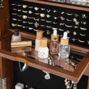 Lockable 360° Swivel Jewelry Cabinet with Full-Length Mirror LED Lights by LJGDeals