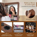 Lockable 360° Swivel Jewelry Cabinet with Full-Length Mirror LED Lights by LJGDeals