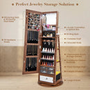 Lockable 360° Swivel Jewelry Cabinet with Full-Length Mirror LED Lights by LJGDeals