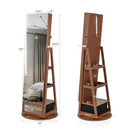 Lockable 360° Swivel Jewelry Cabinet with Full-Length Mirror LED Lights by LJGDeals