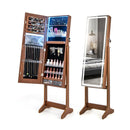 Lockable Jewelry Armoire Standing Cabinet with Lighted Full-Length Mirror by LJGDeals
