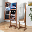 Lockable Jewelry Armoire Standing Cabinet with Lighted Full-Length Mirror by LJGDeals