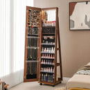64 Inches Lockable Jewelry Cabinet Armoire with Built-in Makeup Mirror by LJGDeals