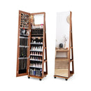 64 Inches Lockable Jewelry Cabinet Armoire with Built-in Makeup Mirror by LJGDeals