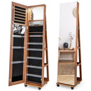 64 Inches Lockable Jewelry Cabinet Armoire with Built-in Makeup Mirror by LJGDeals