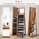 64 Inches Lockable Jewelry Cabinet Armoire with Built-in Makeup Mirror by LJGDeals