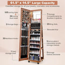 64 Inches Lockable Jewelry Cabinet Armoire with Built-in Makeup Mirror by LJGDeals