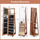 64 Inches Lockable Jewelry Cabinet Armoire with Built-in Makeup Mirror by LJGDeals