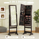 Lockable Mirrored Jewelry Cabinet with Stand and Led Lights-Brown by LJGDeals