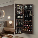 Lockable Wall Mount Mirrored Jewelry Cabinet with LED Lights by LJGDeals