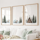 Rustic Cabin, Snowy Forest Prints. 3 Piece Winter Wall Art by Wall Art Set