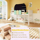 Twin Size Loft Bed Playhouse Bed Frame with Tower Tent and 3 Storage Pockets by LJGDeals