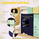 Twin Size Loft Bed Playhouse Bed Frame with Tower Tent and 3 Storage Pockets by LJGDeals