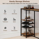 Long Bar Table Bar Height Dining Table with Storage Shelves-Rustic Brown