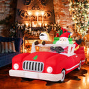 7.7 Feet Long Christmas Inflatable Santa Claus and Reindeer Riding Red Car with Gift Bag and 9 LED White Lights by LJGDeals