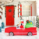 7.7 Feet Long Christmas Inflatable Santa Claus and Reindeer Riding Red Car with Gift Bag and 9 LED White Lights by LJGDeals