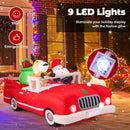 7.7 Feet Long Christmas Inflatable Santa Claus and Reindeer Riding Red Car with Gift Bag and 9 LED White Lights by LJGDeals