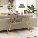 Console Table with Open Shelf Gold Metal Frame Living Room Hallway-White by LJGDeals