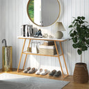 Console Table with Open Shelf Gold Metal Frame Living Room Hallway-White by LJGDeals