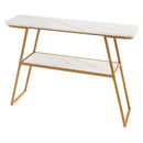 Console Table with Open Shelf Gold Metal Frame Living Room Hallway-White by LJGDeals