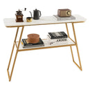 Console Table with Open Shelf Gold Metal Frame Living Room Hallway-White by LJGDeals