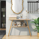 Console Table with Open Shelf Gold Metal Frame Living Room Hallway-White by LJGDeals