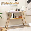 Console Table with Open Shelf Gold Metal Frame Living Room Hallway-White by LJGDeals