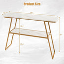 Console Table with Open Shelf Gold Metal Frame Living Room Hallway-White by LJGDeals