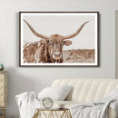 Longhorn Bull Wall Art Canvas Print – Framed Rustic Cow