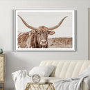 Longhorn Bull Wall Art Canvas Print – Framed Rustic Cow