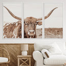 Longhorn Bull Wall Art Canvas Print – Framed Rustic Cow