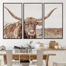 Longhorn Bull Wall Art Canvas Print – Framed Rustic Cow