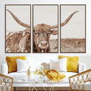 Longhorn Bull Wall Art Canvas Print – Framed Rustic Cow